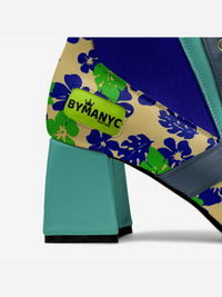 womens block heel fashion boots floral design