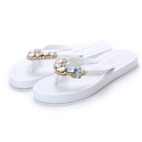 womens rhinestone flat sandals trendy beach flip flops
