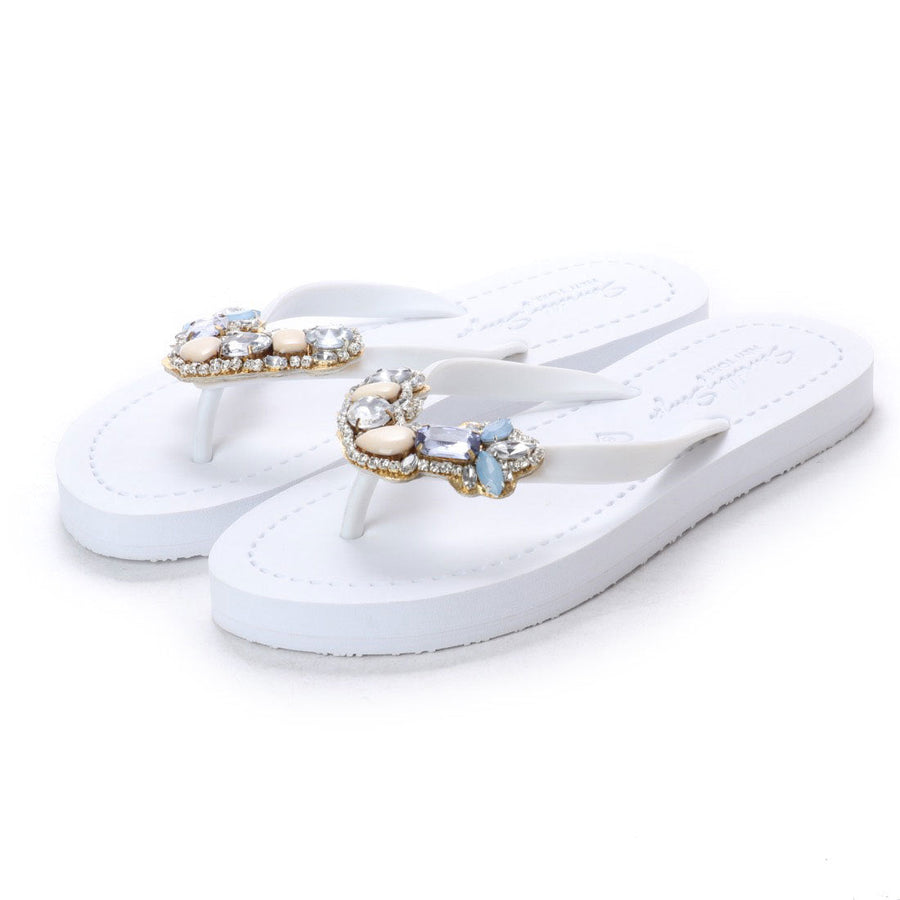 womens rhinestone flat sandals trendy beach flip flops
