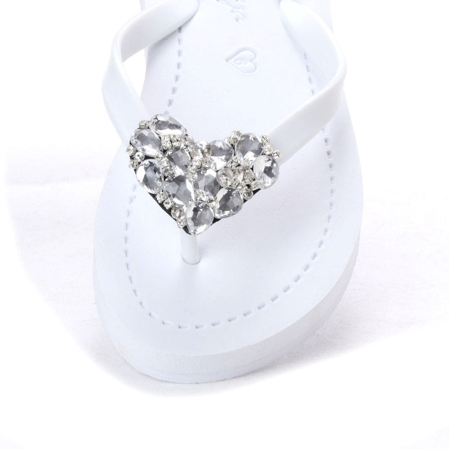 Women’s Crystal Heart Flip Flops