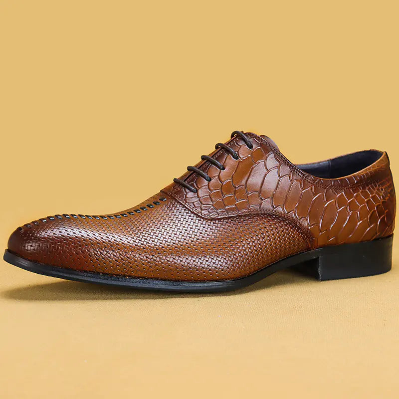 Leather Men's Formal Business Shoes with Pointed Design