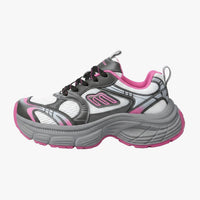 Letter Lace-Up Round Toe Athletic Shoes - Pink