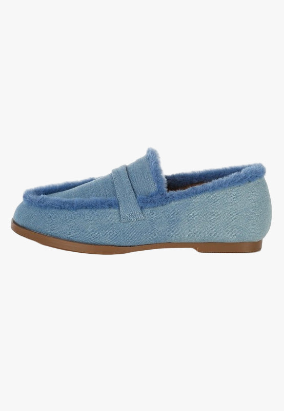 Nivena Fur Detail Denim Loafers