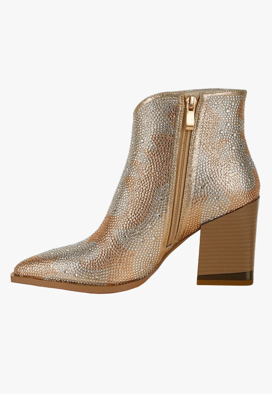 Mugler Rhinestones Embellished Ankle Boots