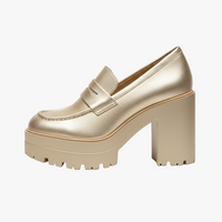 Women Platform Chunky Heels - Golden