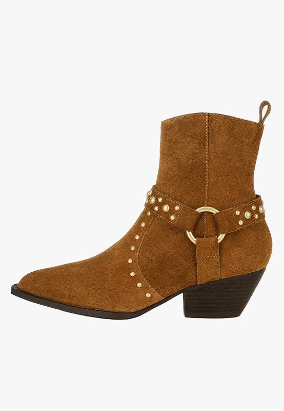 Rodeo Studded Real Suede Leather Ankle Boots