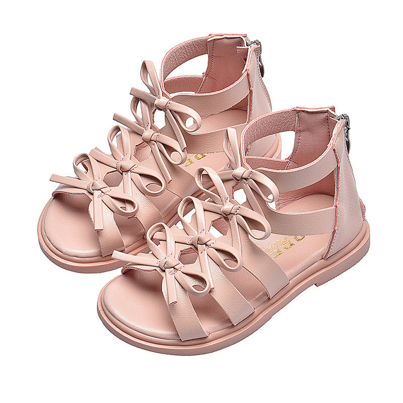 Children's Hollow Princess Shoes Little Girl Fashion Soft Bottom Toe Roman Sandals