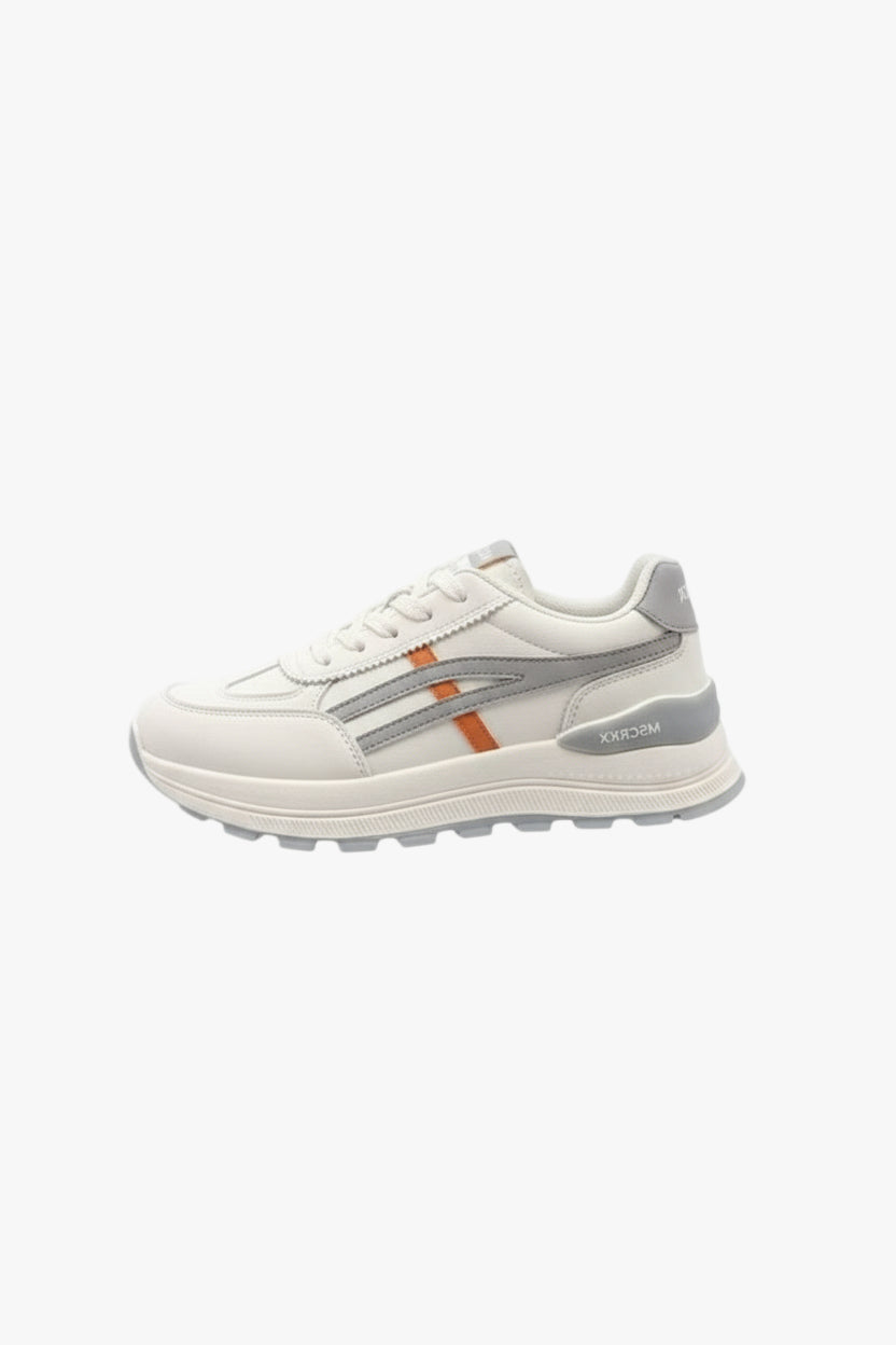 womens round toe lace up athletic sneakers - Gray