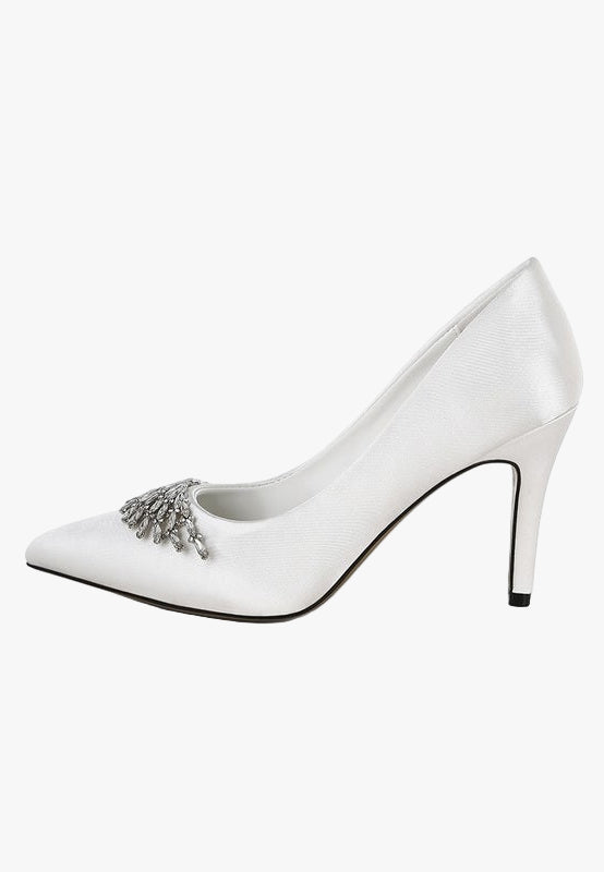 Rhodolia Diamante Brooch Detail Satin Pumps