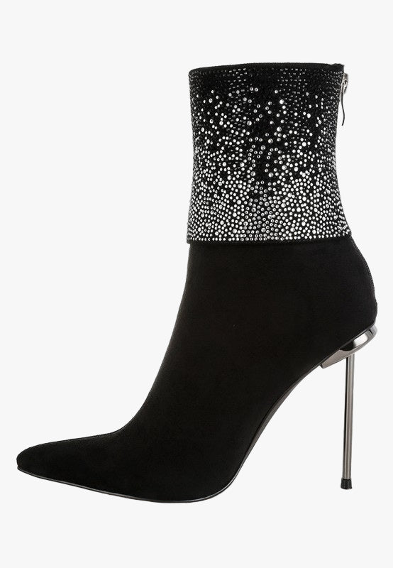 Podstar Rhinestones Embellished Foldover Boots