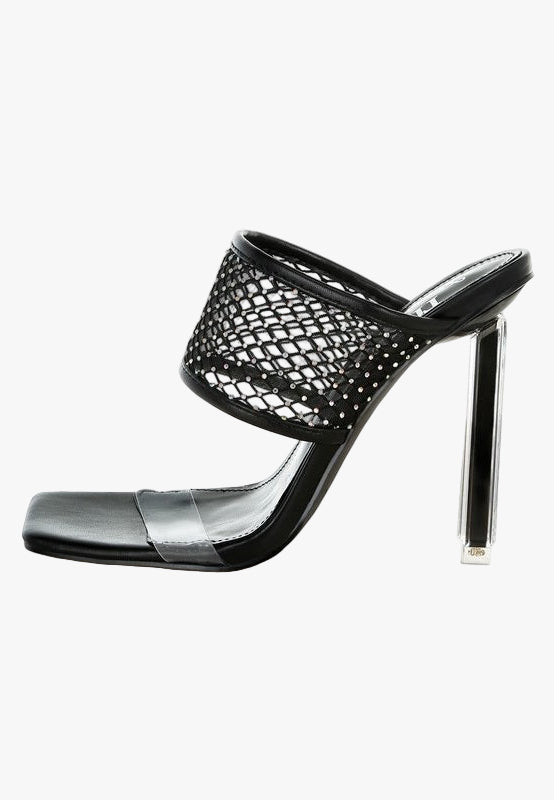 Salween Clear Embellished Square Toe Heels