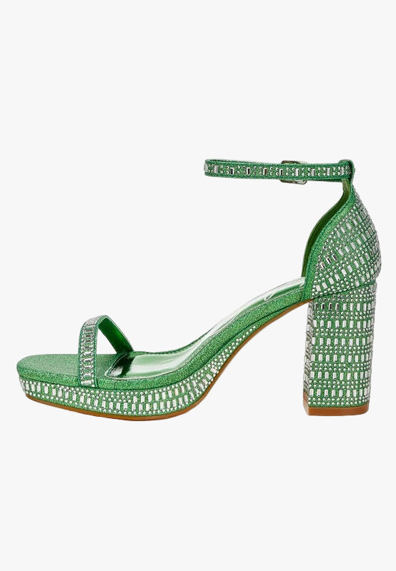 Ronan Rhinestones Embellished Block Sandals