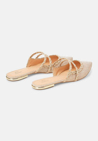 womens beige mules stylish casual slip on shoes