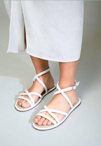 womens leather sandals back view comfortable fit anti slip sole
