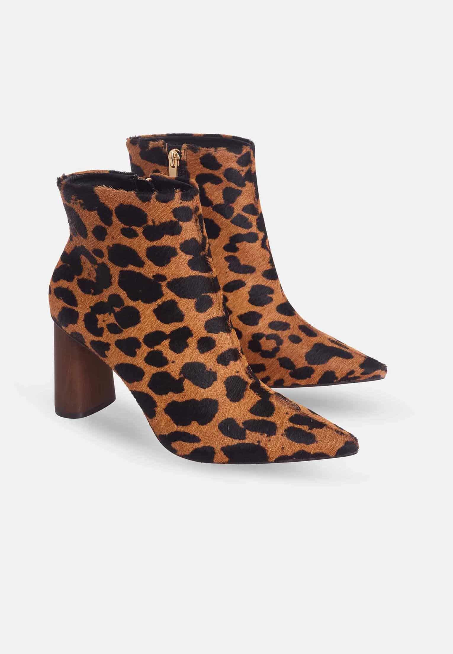 Brown Animal Print Ankle Boots