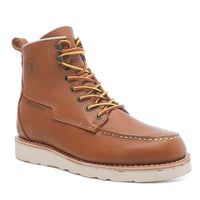 wedge work boots for men brown leather
