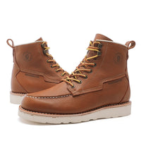 brown lace-up work boots mens